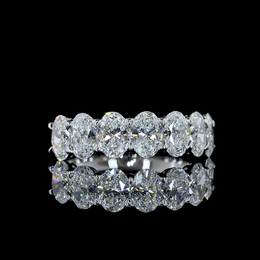 2.26 CTTW Oval Lab Grown Diamond 7 Stones Eternity Band Sz. 5.75 (E Color and VS1 Clarity)