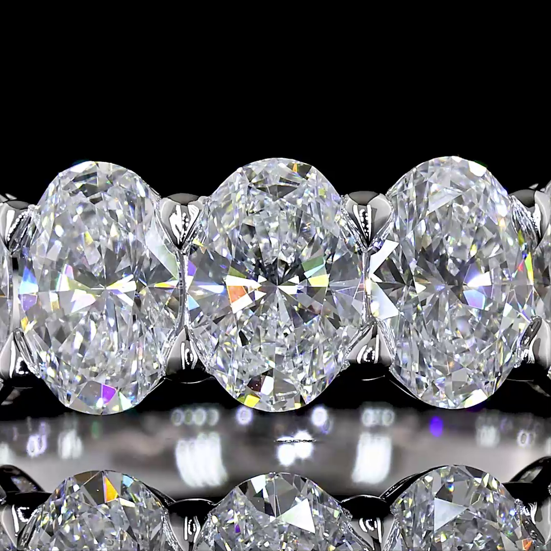 2.26 CTTW Oval Lab Grown Diamond 7 Stones Eternity Band Sz. 5.75 (E Color and VS1 Clarity)