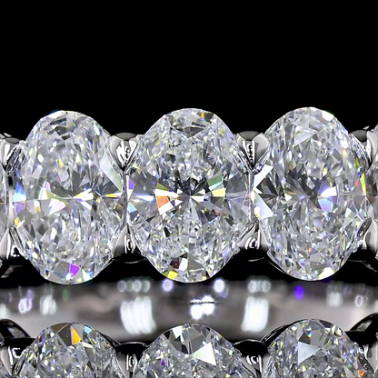 2.26 CTTW Oval Lab Grown Diamond 7 Stones Eternity Band Sz. 5.75 (E Color and VS1 Clarity)