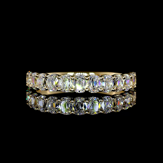 1.33 CTTW Antique Cushion Lab Grown Diamond Half Eternity Band Sz. 6.5 (F Color and VS1 Clarity)