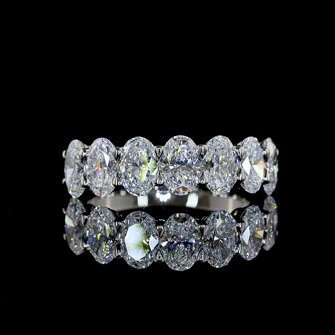 2.24 CTTW Oval Lab Grown Diamond 7 Stones Eternity Band Sz. 5.5 (E Color and VS1 Clarity)