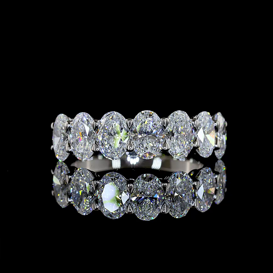 2.24 CTTW Oval Lab Grown Diamond 7 Stones Eternity Band Sz. 5.5 (E Color and VS1 Clarity)