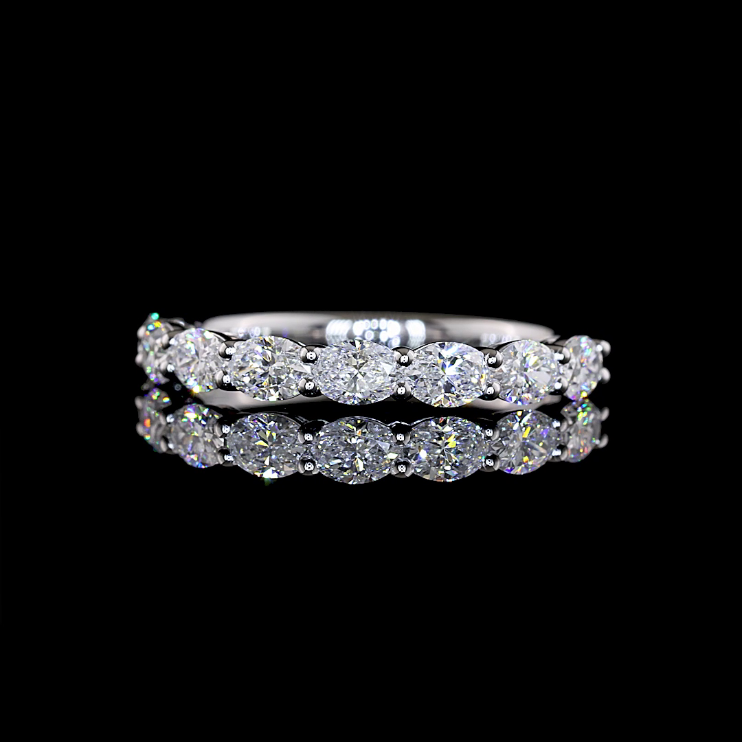 0.92 CTTW Oval Lab Grown Diamond Half Eternity Band Sz. 5.5 (E Color and VS1 Clarity)