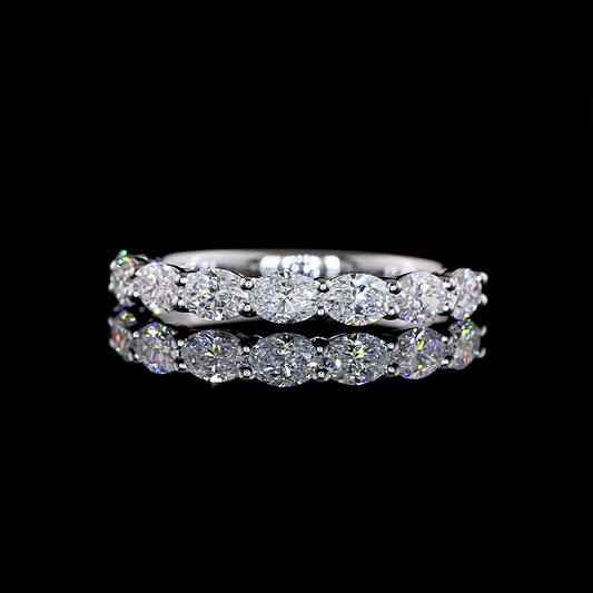 0.92 CTTW Oval Lab Grown Diamond Half Eternity Band Sz. 5.5 (E Color and VS1 Clarity)