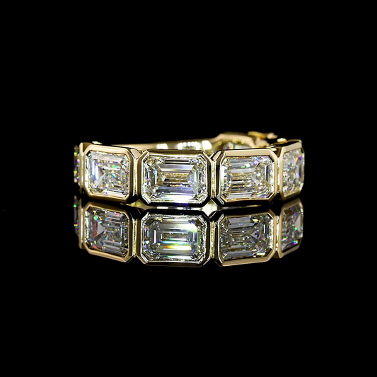 3.85 CTTW Emerald Lab Grown Diamond 7 Stones Eternity Band Sz. 3.75 (E Color and VS1 Clarity)