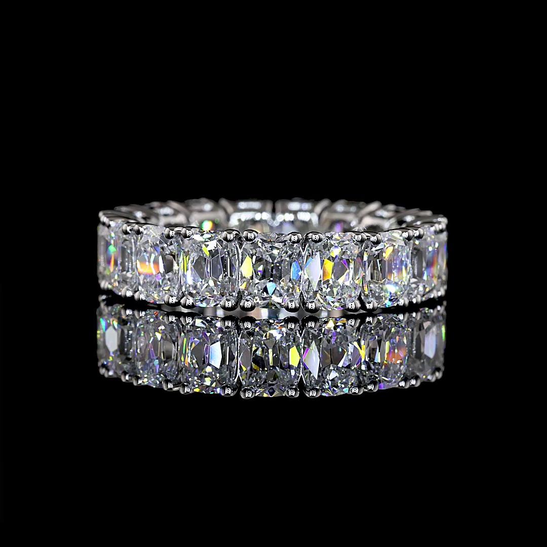 4.84 CTTW Antique Cushion Lab Grown Diamond Full Eternity Sz. 4.75 (E Color and VS1 Clarity)