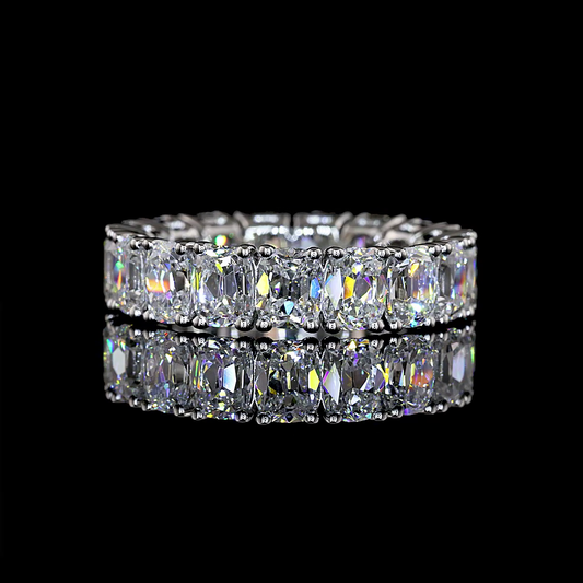 4.84 CTTW Antique Cushion Lab Grown Diamond Full Eternity Sz. 4.75 (E Color and VS1 Clarity)