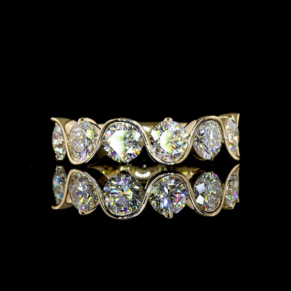 2.55 CTTW Round Lab Grown Diamond 7 Stones Eternity Band Sz. 6 (E Color and VS1 Clarity)