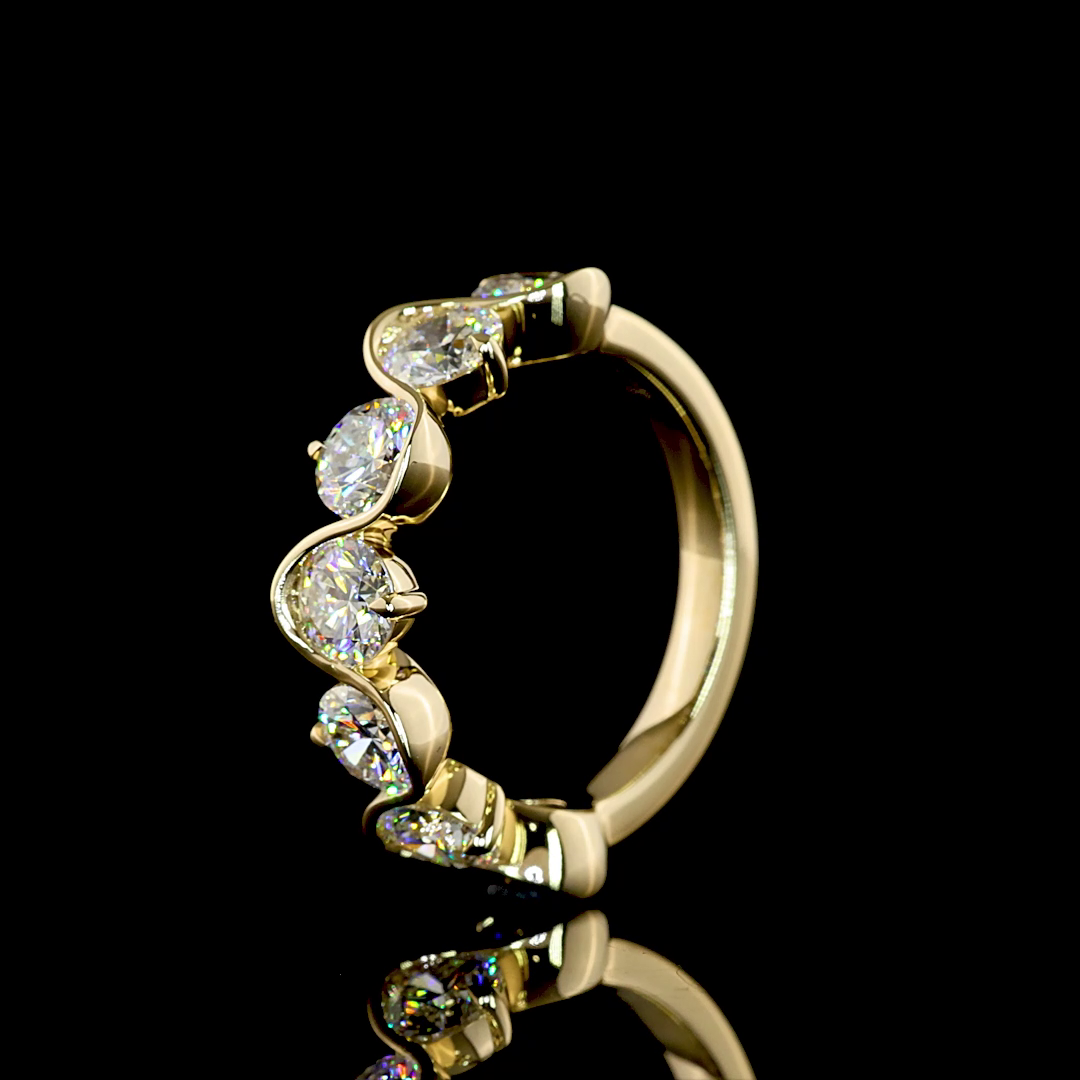 2.55 CTTW Round Lab Grown Diamond 7 Stones Eternity Band Sz. 6 (E Color and VS1 Clarity)