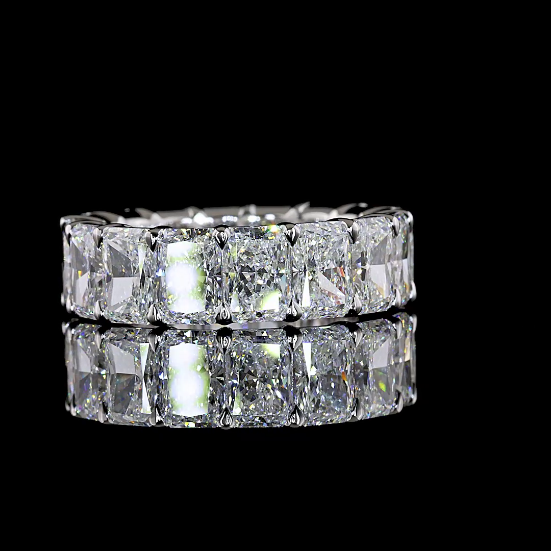 9.75 CTTW Radiant Lab Grown Diamond Full Eternity Sz. 6.5 (E Color and VS1 Clarity)