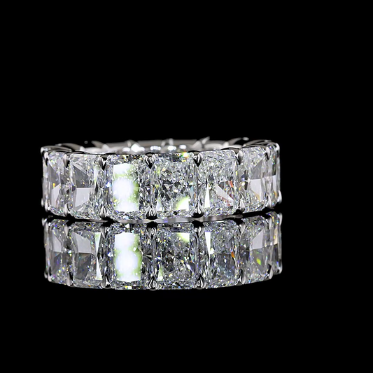 9.75 CTTW Radiant Lab Grown Diamond Full Eternity Sz. 6.5 (E Color and VS1 Clarity)