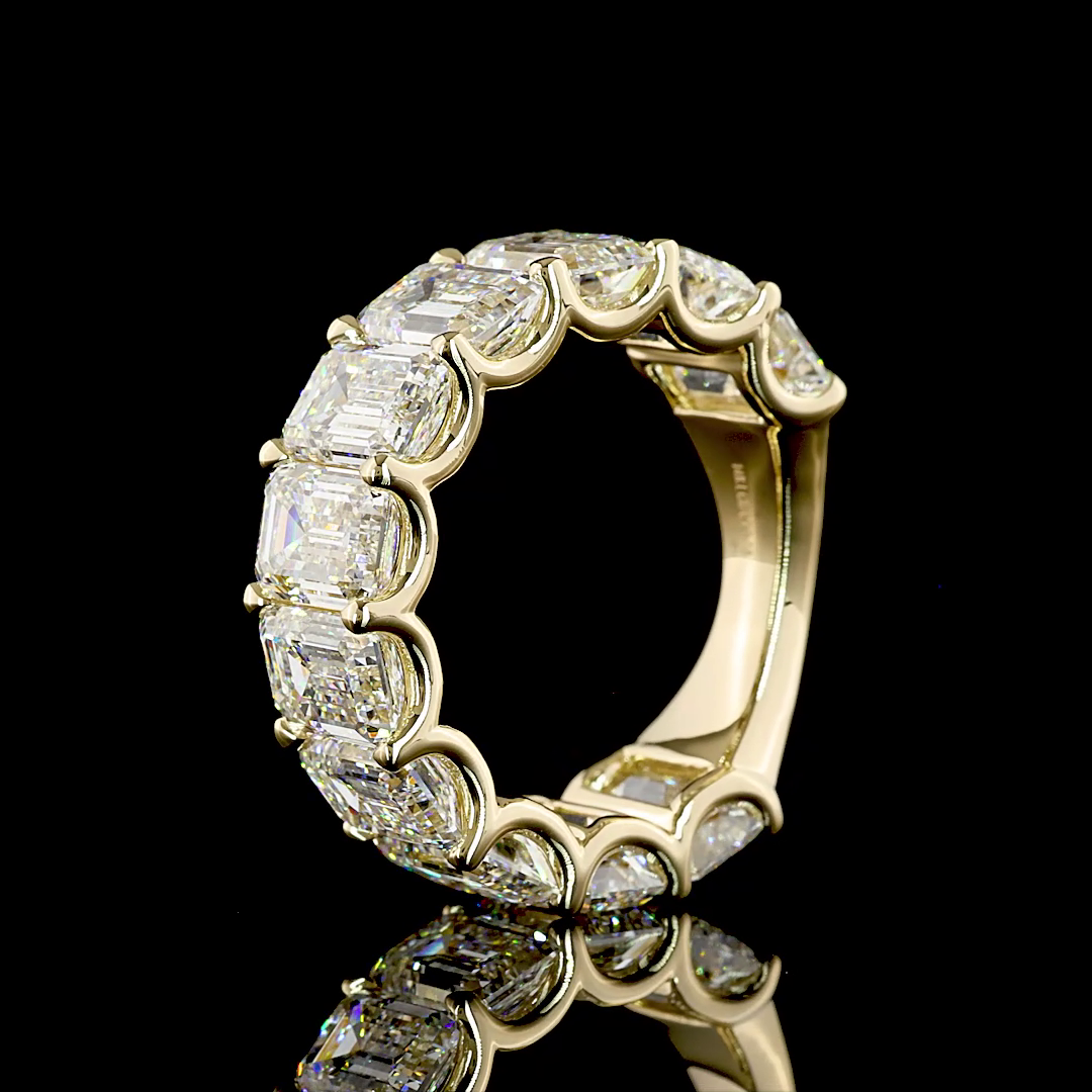 9.44 CTTW Emerald Lab Grown Diamond 3/4 Eternity Band Sz. 5.5 (E Color and VS1 Clarity)