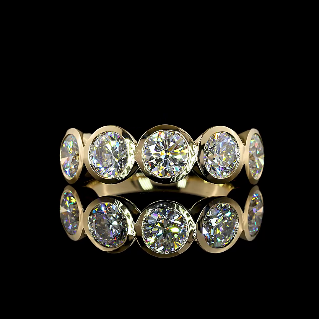 3.01 CTTW Round Lab Grown Diamond 5 Stones Eternity Band Sz. 7 (E Color and VS1 Clarity)