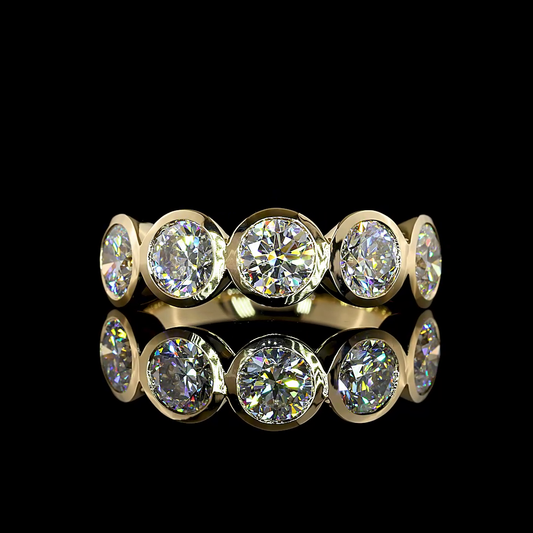 3.01 CTTW Round Lab Grown Diamond 5 Stones Eternity Band Sz. 7 (E Color and VS1 Clarity)