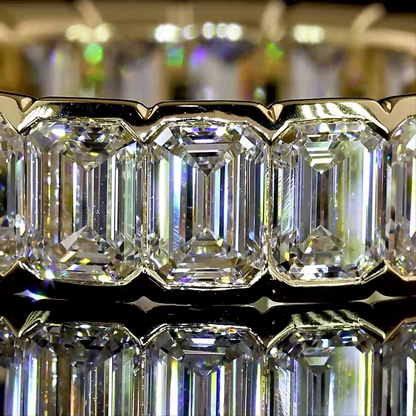 5.37 CTTW Emerald Lab Grown Diamond Full Eternity Sz. 7 (E Color and VS1 Clarity)