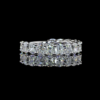 2.64 CTTW Cushion Brilliant Lab Grown Diamond 3/4 Eternity Band Sz. 5.5 (E Color and VS1 Clarity)