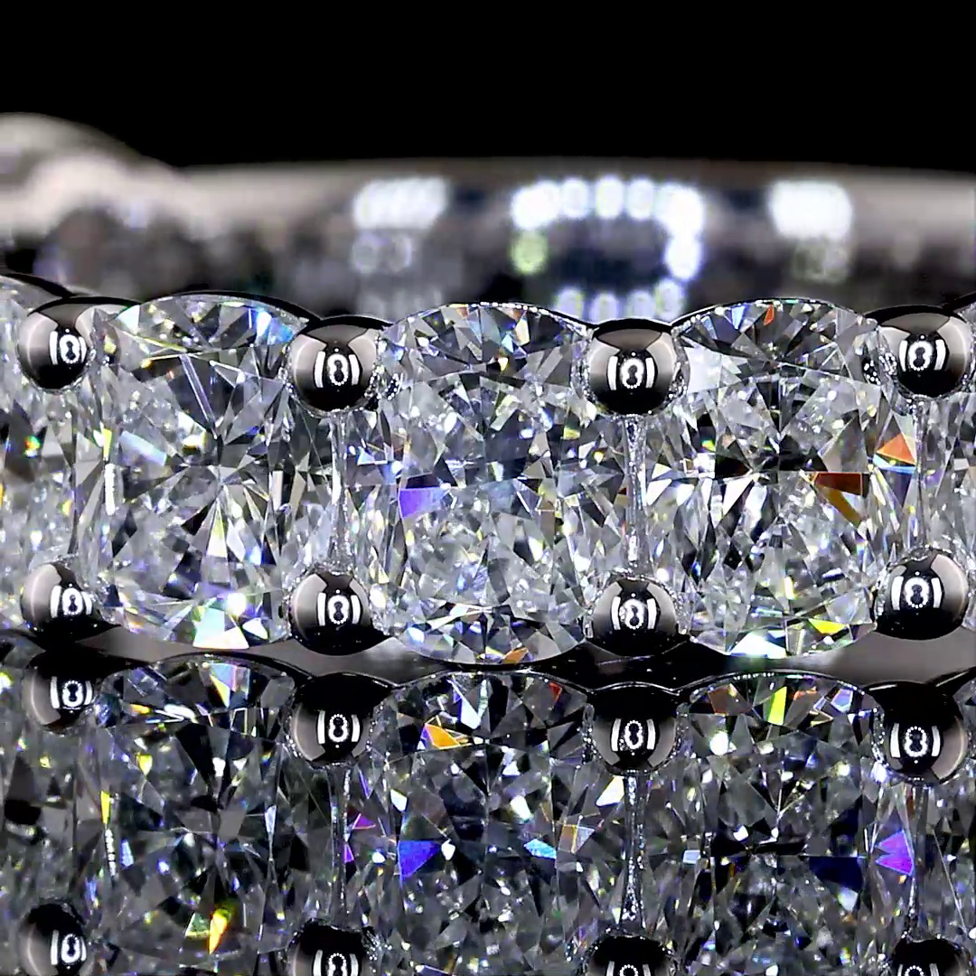 2.64 CTTW Cushion Brilliant Lab Grown Diamond 3/4 Eternity Band Sz. 5.5 (E Color and VS1 Clarity)