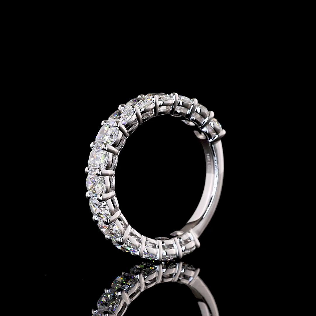 2.64 CTTW Cushion Brilliant Lab Grown Diamond 3/4 Eternity Band Sz. 5.5 (E Color and VS1 Clarity)