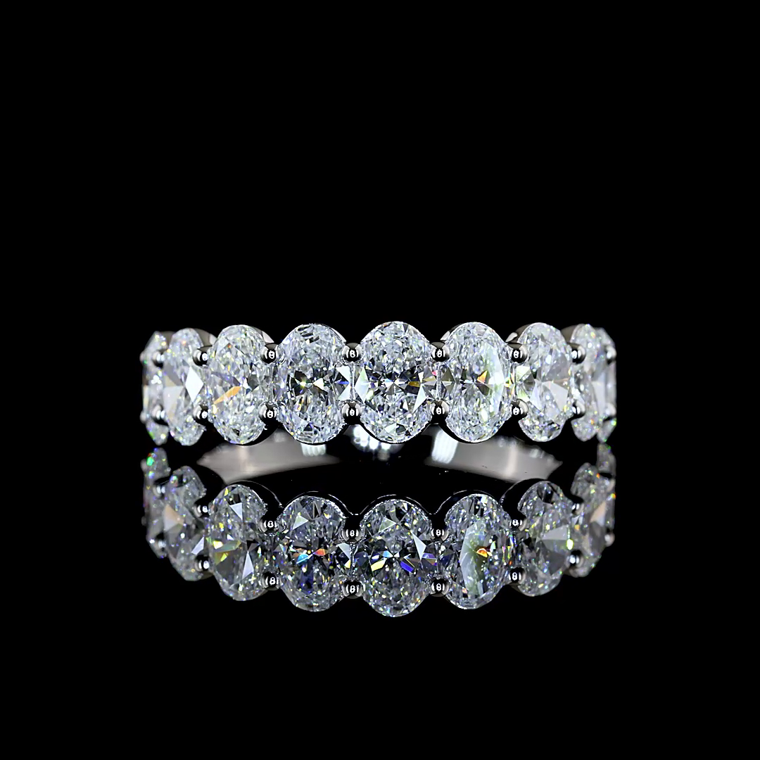 1.78 CTTW Oval Lab Grown Diamond Half Eternity Band Sz. 4.5 (E Color and VS1 Clarity)