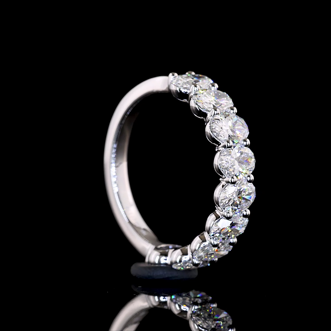 1.78 CTTW Oval Lab Grown Diamond Half Eternity Band Sz. 4.5 (E Color and VS1 Clarity)