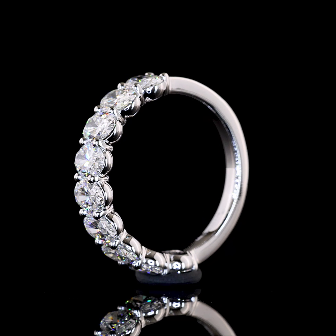 1.78 CTTW Oval Lab Grown Diamond Half Eternity Band Sz. 4.5 (E Color and VS1 Clarity)