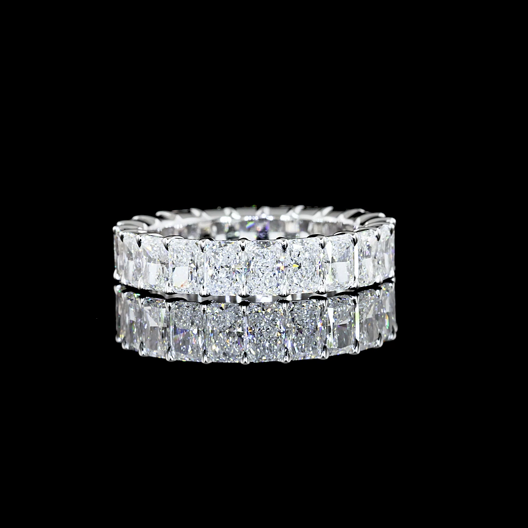 14k White Gold Lab Diamond Radiant 3.63 CTTW Full Eternity Band Sz. 5.25 F VS1 jewelry-spot-usa