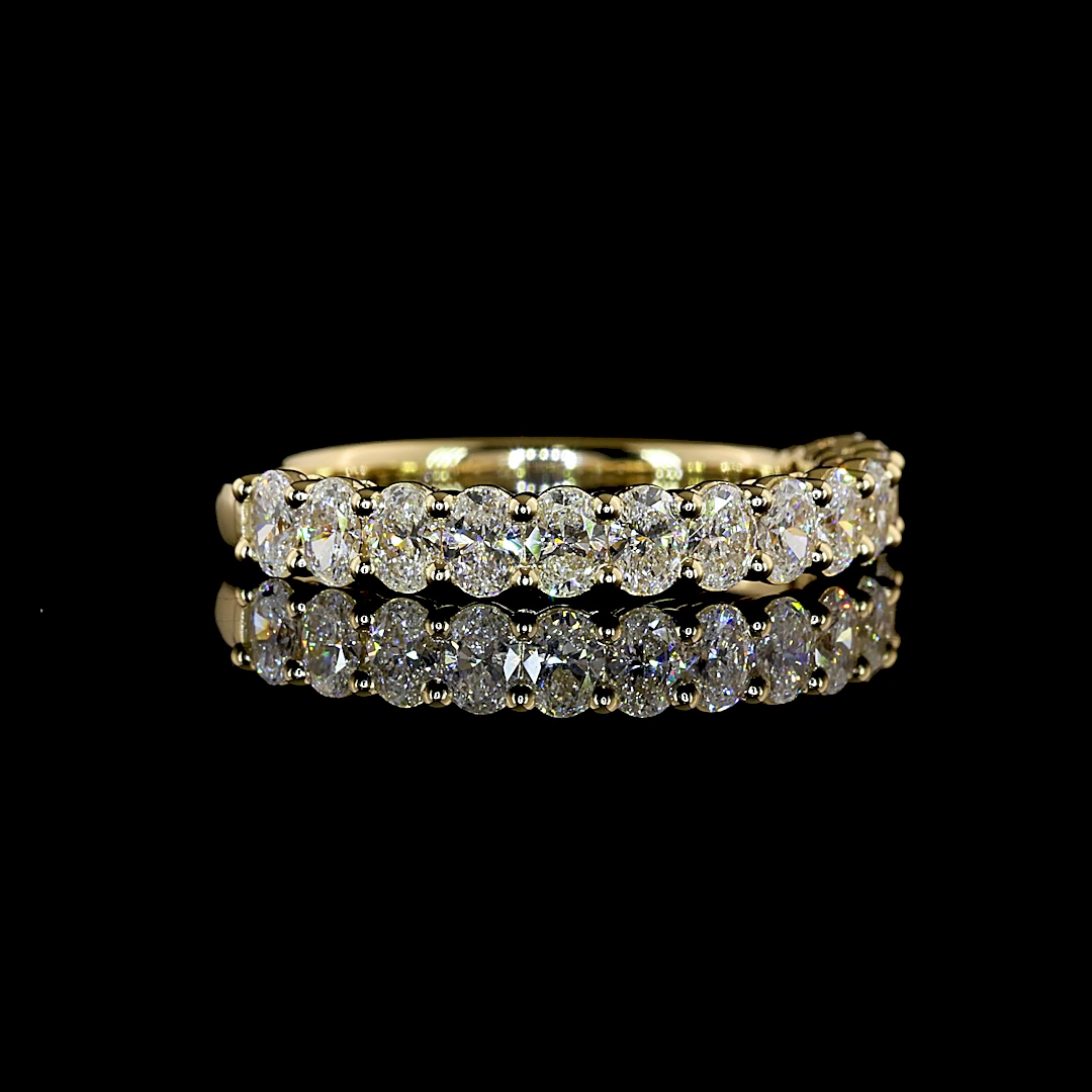0.81 CTTW Oval Lab Grown Diamond Half Eternity Band Sz. 5.25 (E Color and VS1 Clarity)
