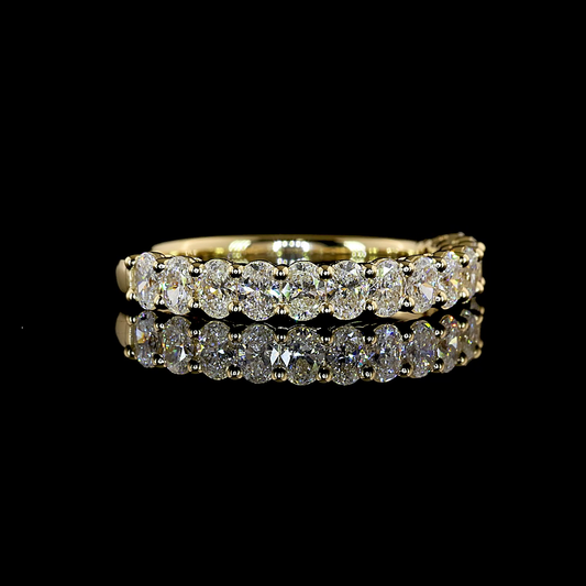 0.81 CTTW Oval Lab Grown Diamond Half Eternity Band Sz. 5.25 (E Color and VS1 Clarity)