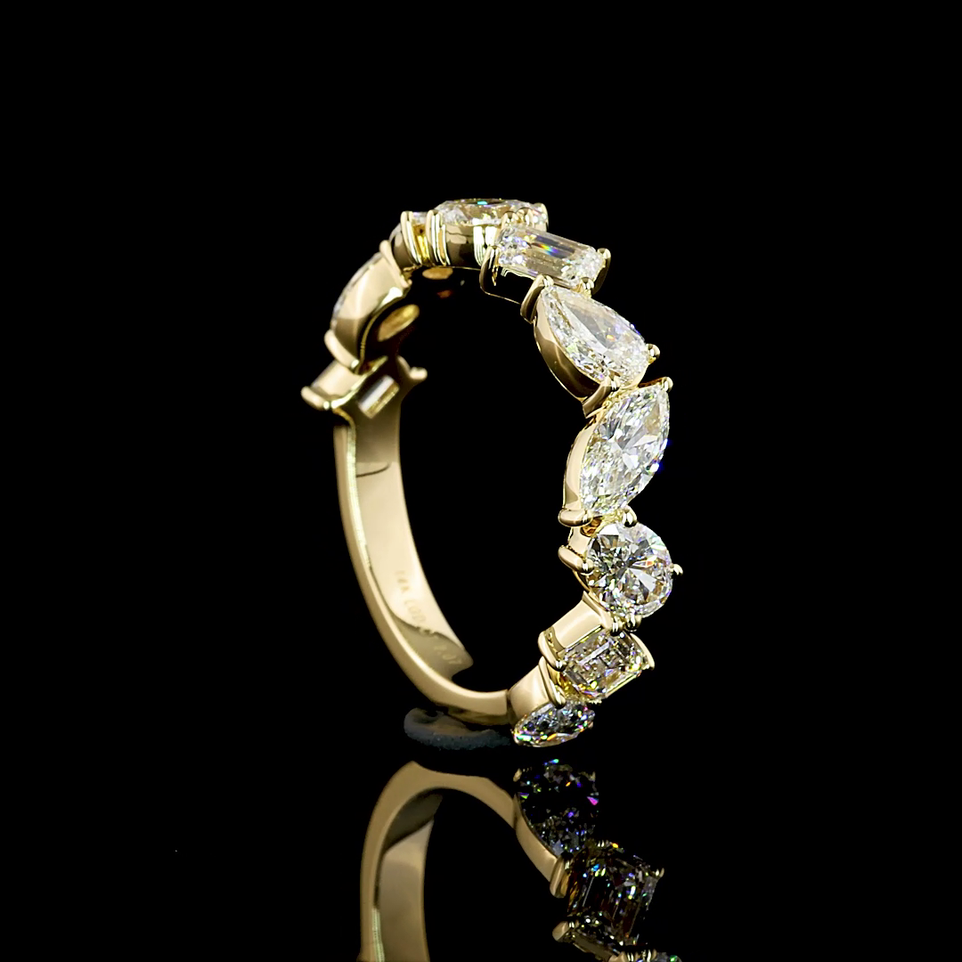2.06 CTTW MIX Lab Diamond 3/4 Eternity Band Sz. 6.5 14k Yellow Gold (E Color and VS1 Clarity)