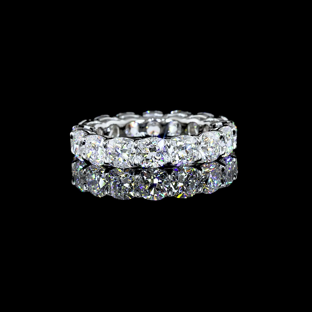 5.03 CTTW Square Cushion Brilliant Lab Grown Diamond Full Eternity Sz. 5.25 (F Color and VS1 Clarity)