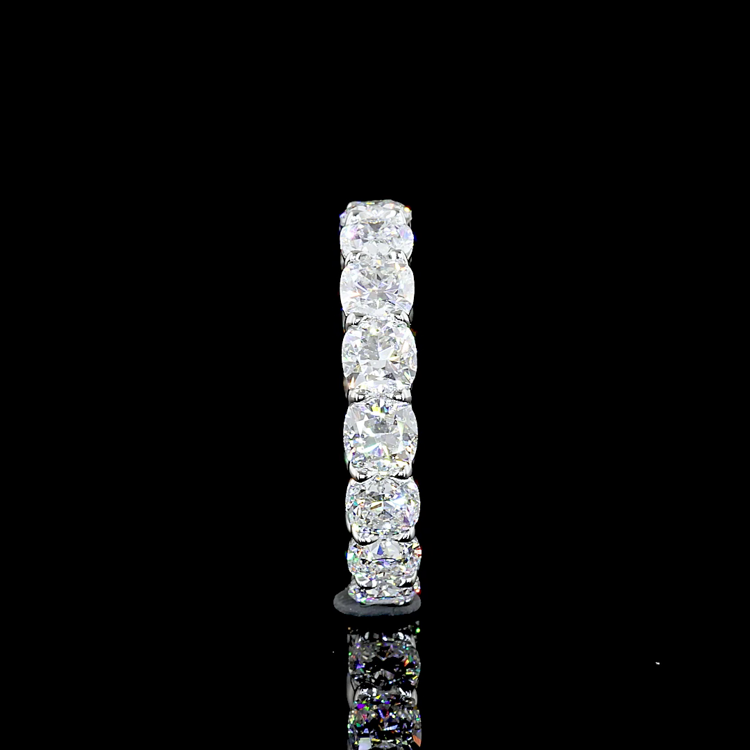 5.03 CTTW Square Cushion Brilliant Lab Grown Diamond Full Eternity Sz. 5.25 (F Color and VS1 Clarity)