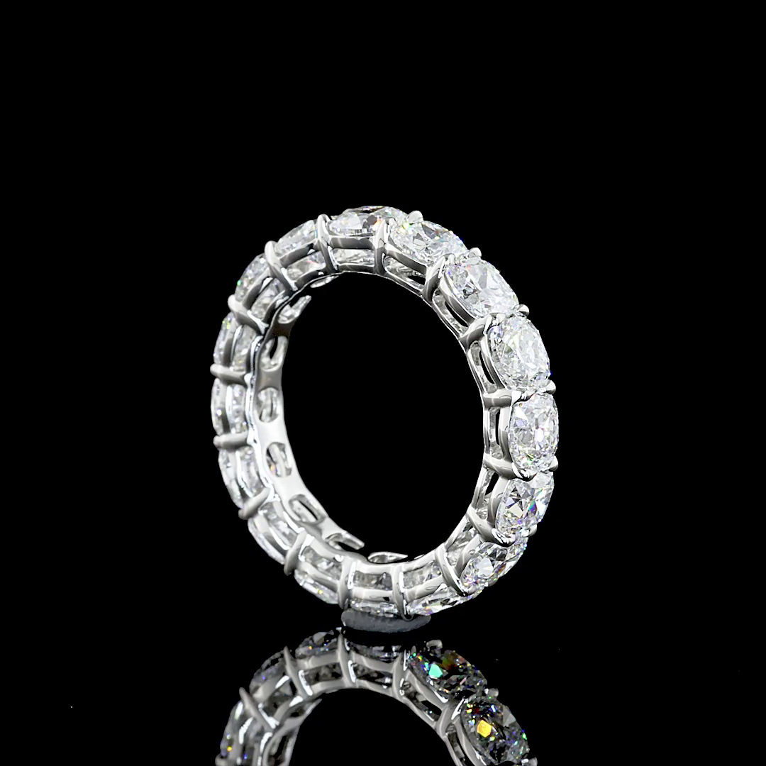5.03 CTTW Square Cushion Brilliant Lab Grown Diamond Full Eternity Sz. 5.25 (F Color and VS1 Clarity)