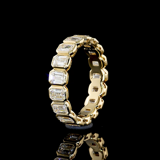 3.16 CTTW Emerald Lab Diamond Full Sz. 6 14k Yellow Gold (F Color and VS1 Clarity)
