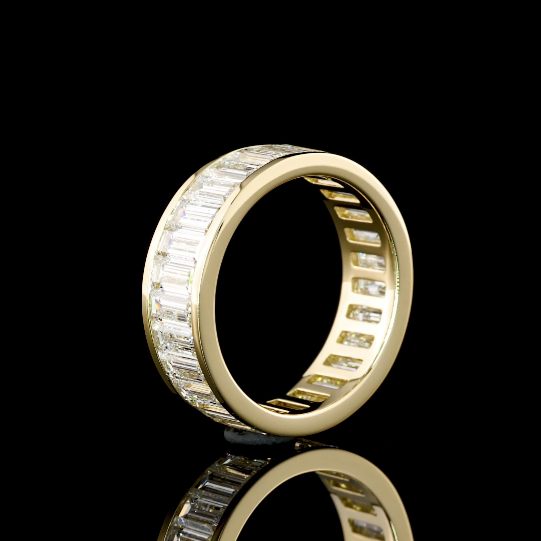 4.22 CTTW Baguette Lab Diamond Full Eternity Sz. 6 14k Yellow Gold F Color and VVS2 Clarity jewelry-spot-usa