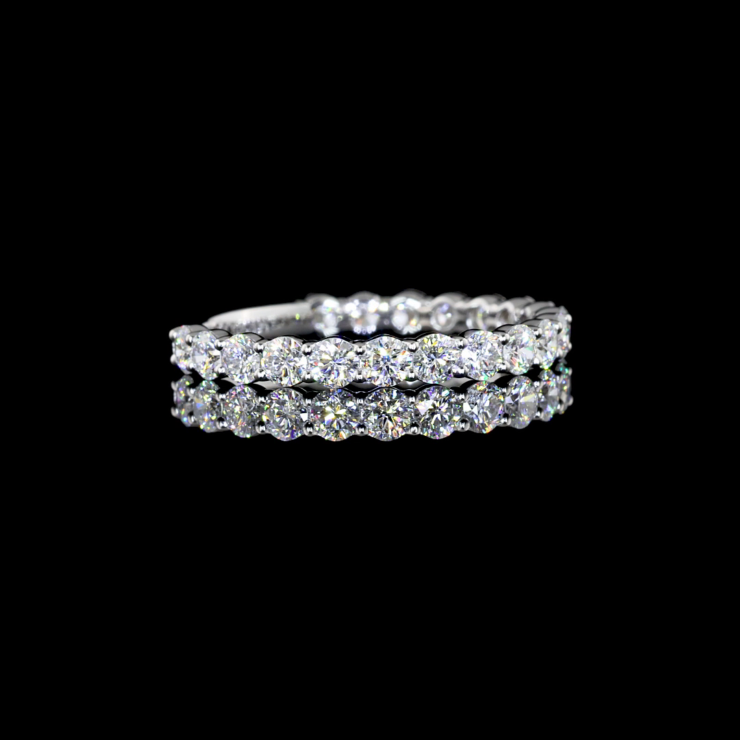 0.98 CTTW Round Lab Diamond 3/4 Eternity Band Sz. 6.5 14k White Gold E/F Color and VS1/VS2/VS Clarity jewelry-spot-usa