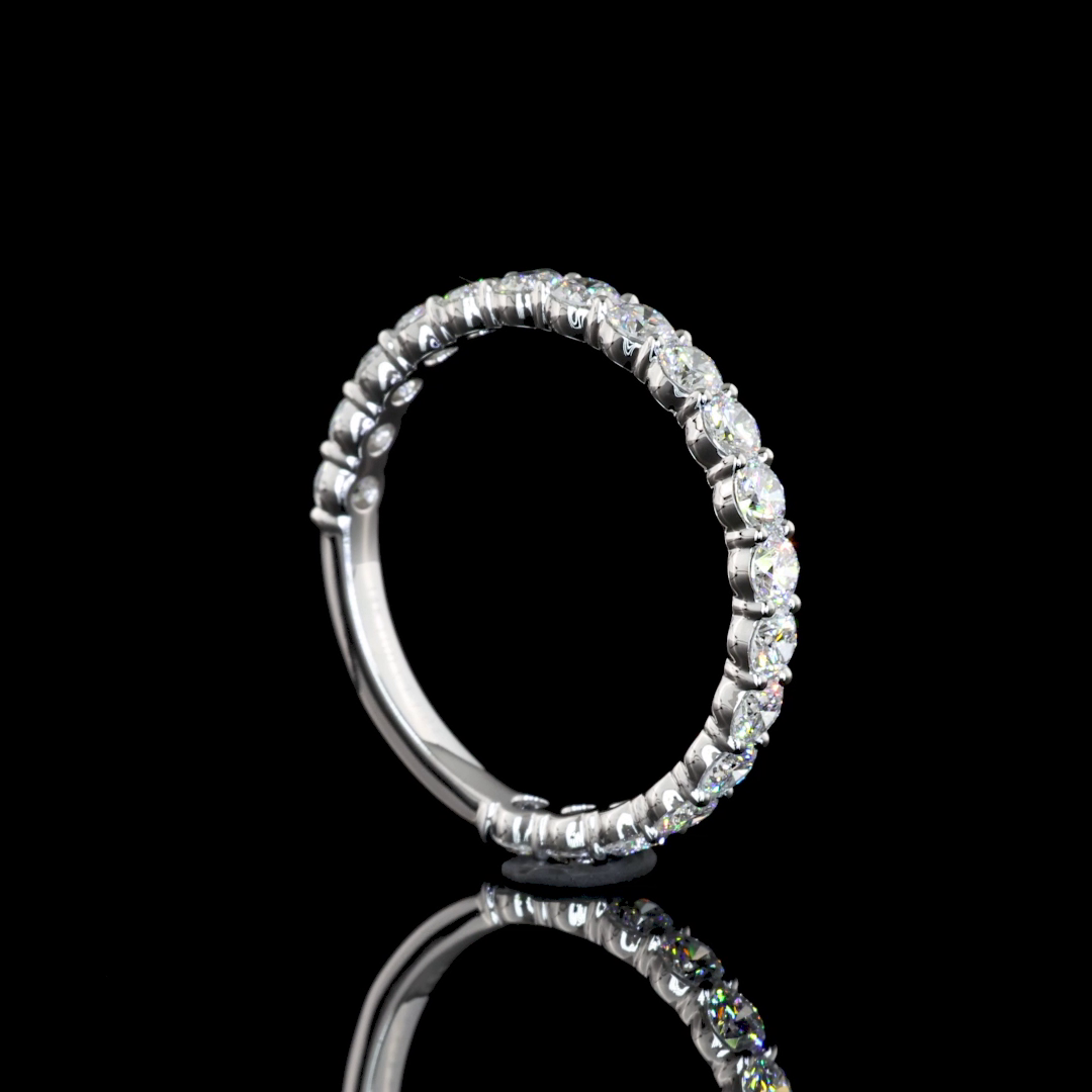 0.98 CTTW Round Lab Diamond 3/4 Eternity Band Sz. 6.5 14k White Gold E/F Color and VS1/VS2/VS Clarity jewelry-spot-usa