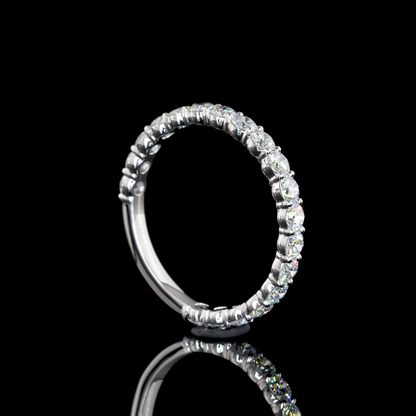 0.98 CTTW Round Lab Diamond 3/4 Eternity Band Sz. 6.5 14k White Gold E/F Color and VS1/VS2/VS Clarity jewelry-spot-usa