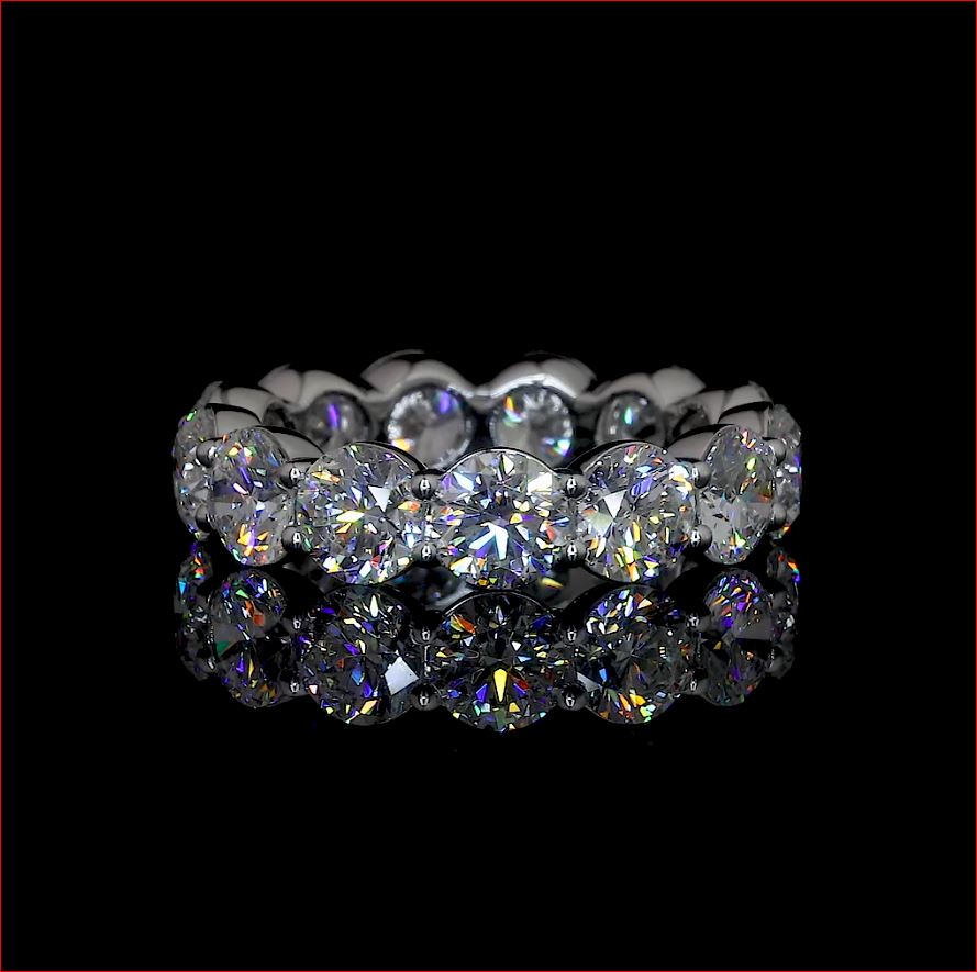 4.85 CTTW Round Lab Diamond Full Eternity Sz. 6 14k White Gold F Color and VS2 Clarity jewelry-spot-usa