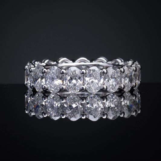 5.27 CTTW Oval Lab Diamond Full Eternity Sz. 6.5 14k White Gold F Color and VS2 Clarity jewelry-spot-usa