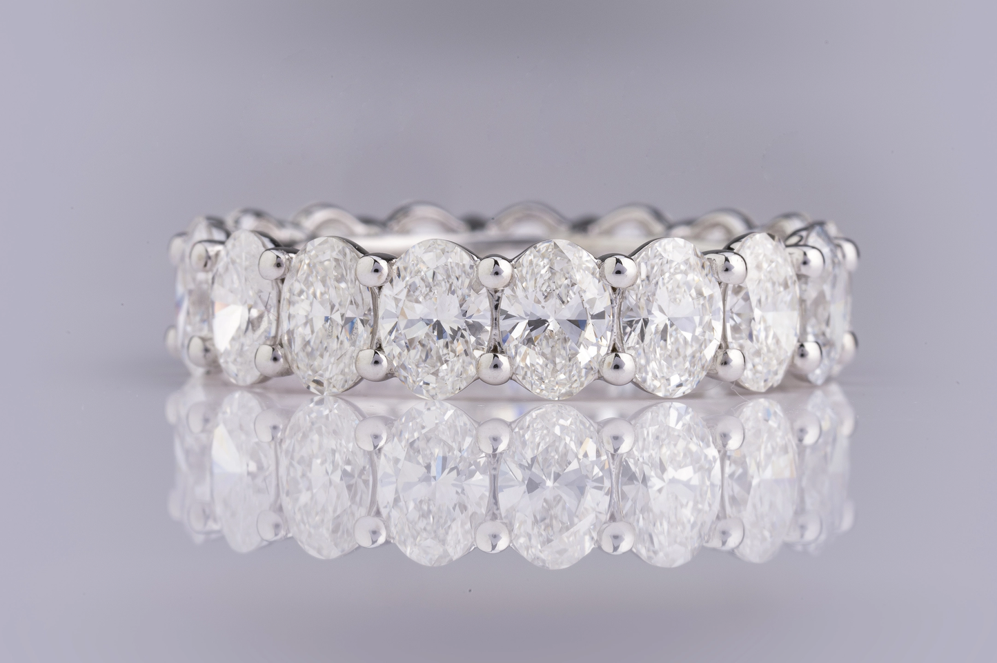 5.46 CTTW Oval Lab Grown Diamond Full Eternity Sz. 6.5 (F Color and VS2 Clarity)