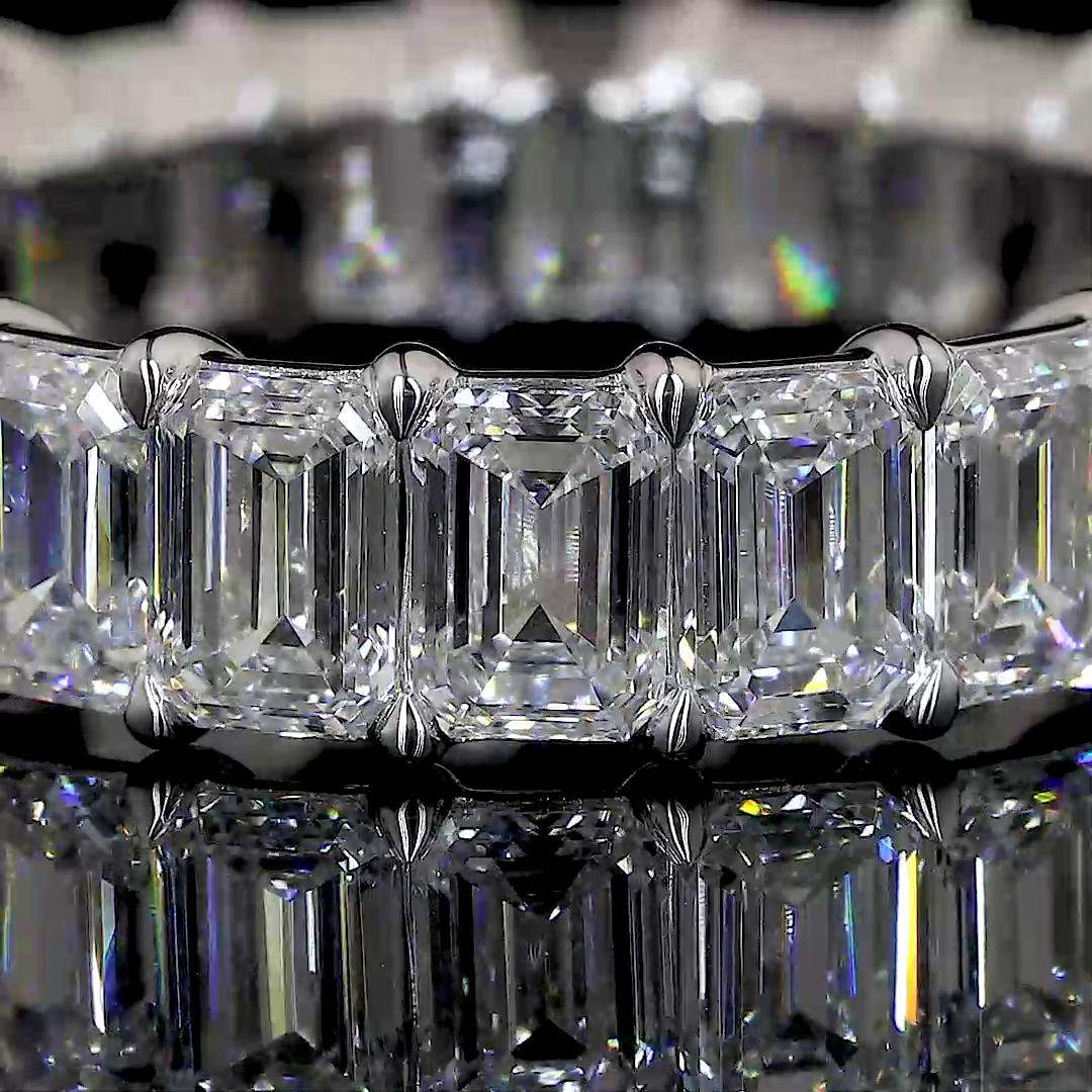6.08 CTTW Emerald Lab Diamond Full Eternity Sz. 7 14k White Gold (F Color and VS2 Clarity)