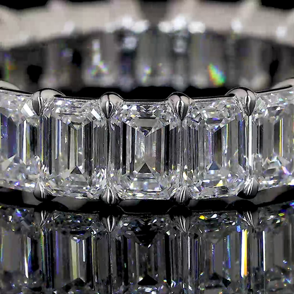 6.08 CTTW Emerald Lab Diamond Full Eternity Sz. 7 14k White Gold (F Color and VS2 Clarity)