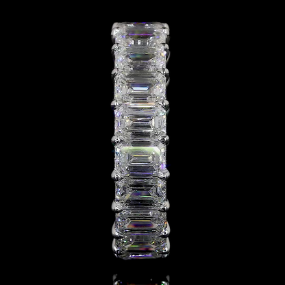 6.08 CTTW Emerald Lab Diamond Full Eternity Sz. 7 14k White Gold (F Color and VS2 Clarity)