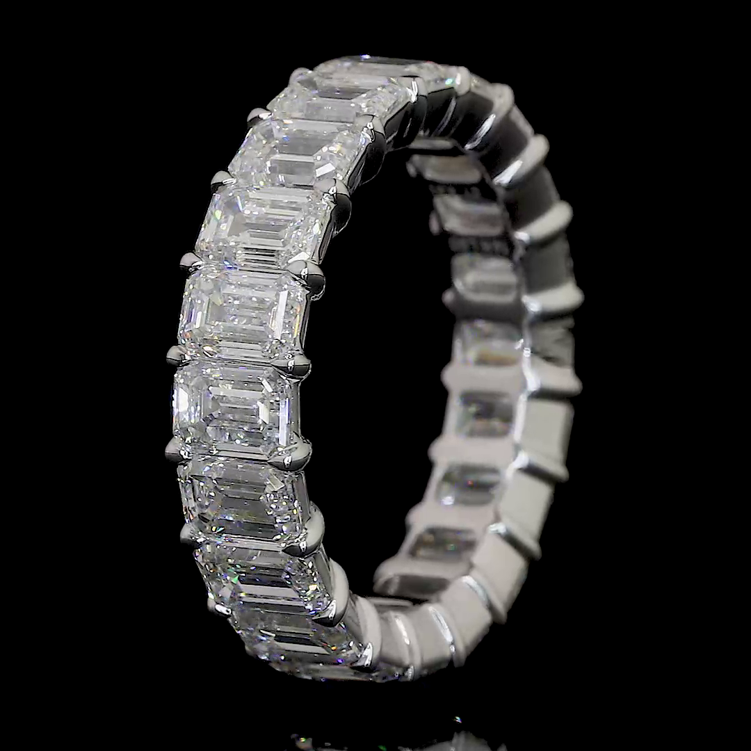 6.08 CTTW Emerald Lab Diamond Full Eternity Sz. 7 14k White Gold (F Color and VS2 Clarity)