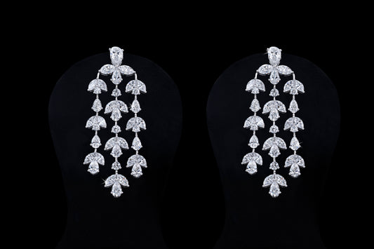 15.30 CTTW MIX Lab Diamond Special Earring 14k White Gold (G Color and VS1 Clarity)