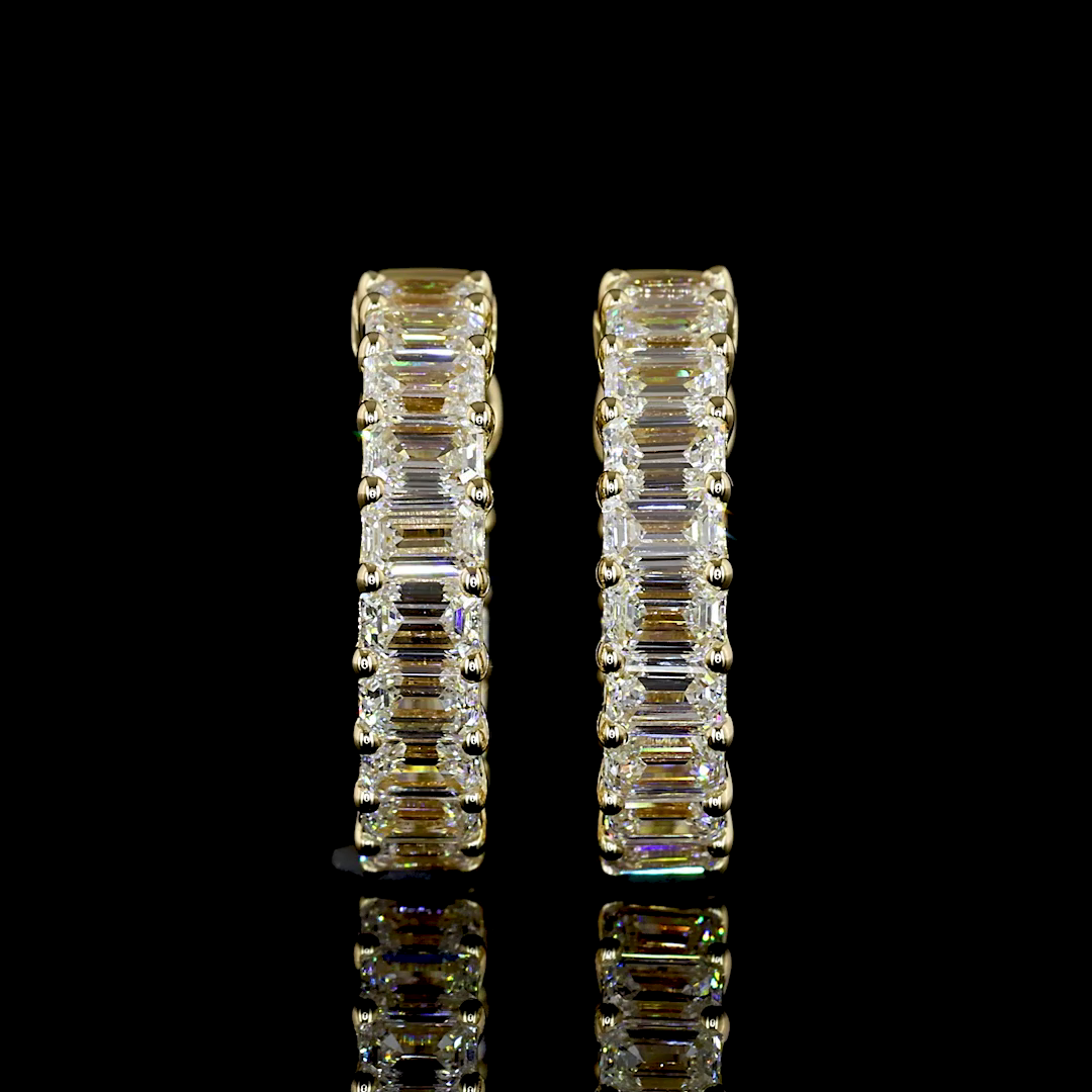 1.55 CTTW Emerald Lab Grown Diamond Huggies Earring 13.36mm (E Color and VS Clarity)