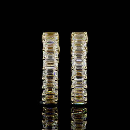 1.55 CTTW Emerald Lab Grown Diamond Huggies Earring 13.36mm (E Color and VS Clarity)