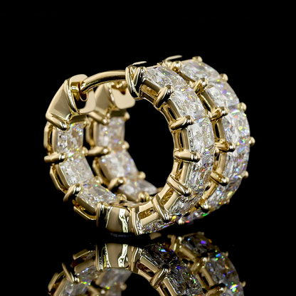 2.99 CTTW Radiant Lab Diamond Huggies Earring (E Color and VS Clarity)