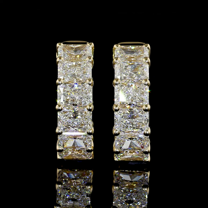 2.99 CTTW Radiant Lab Diamond Huggies Earring (E Color and VS Clarity)