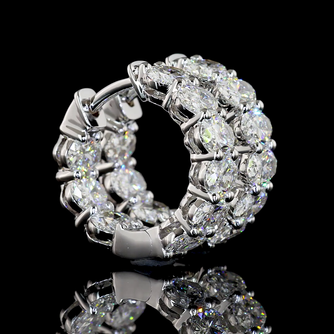 3.18 CTTW Oval Lab Diamond Huggies Earring (E Color and VS Clarity)